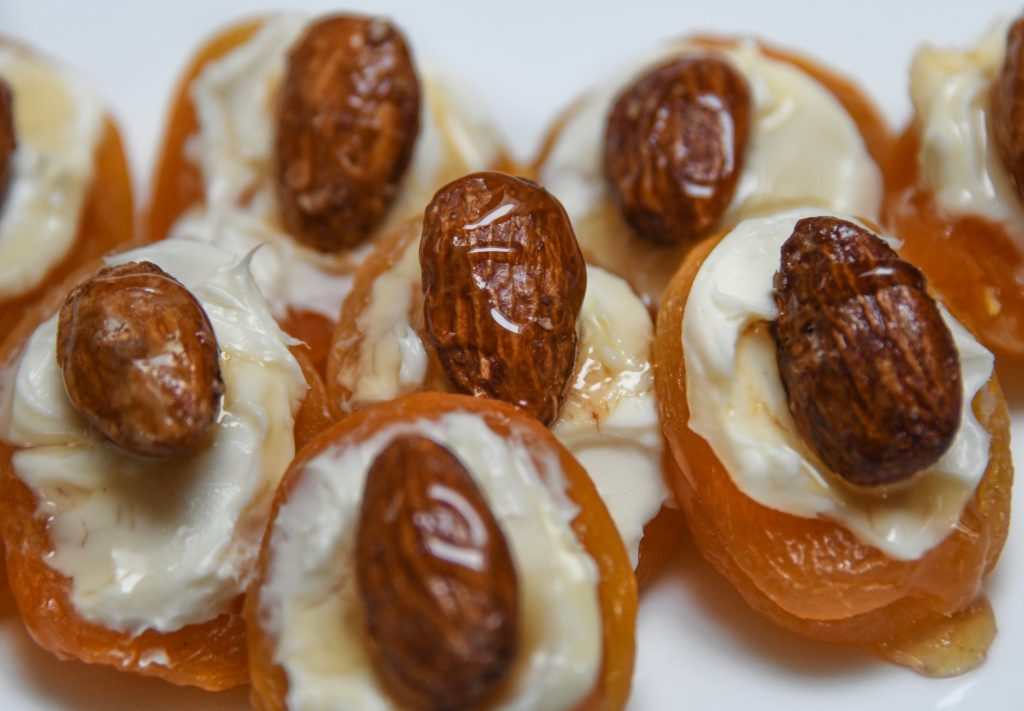 dried apricots, mascarpone, almonds, honey