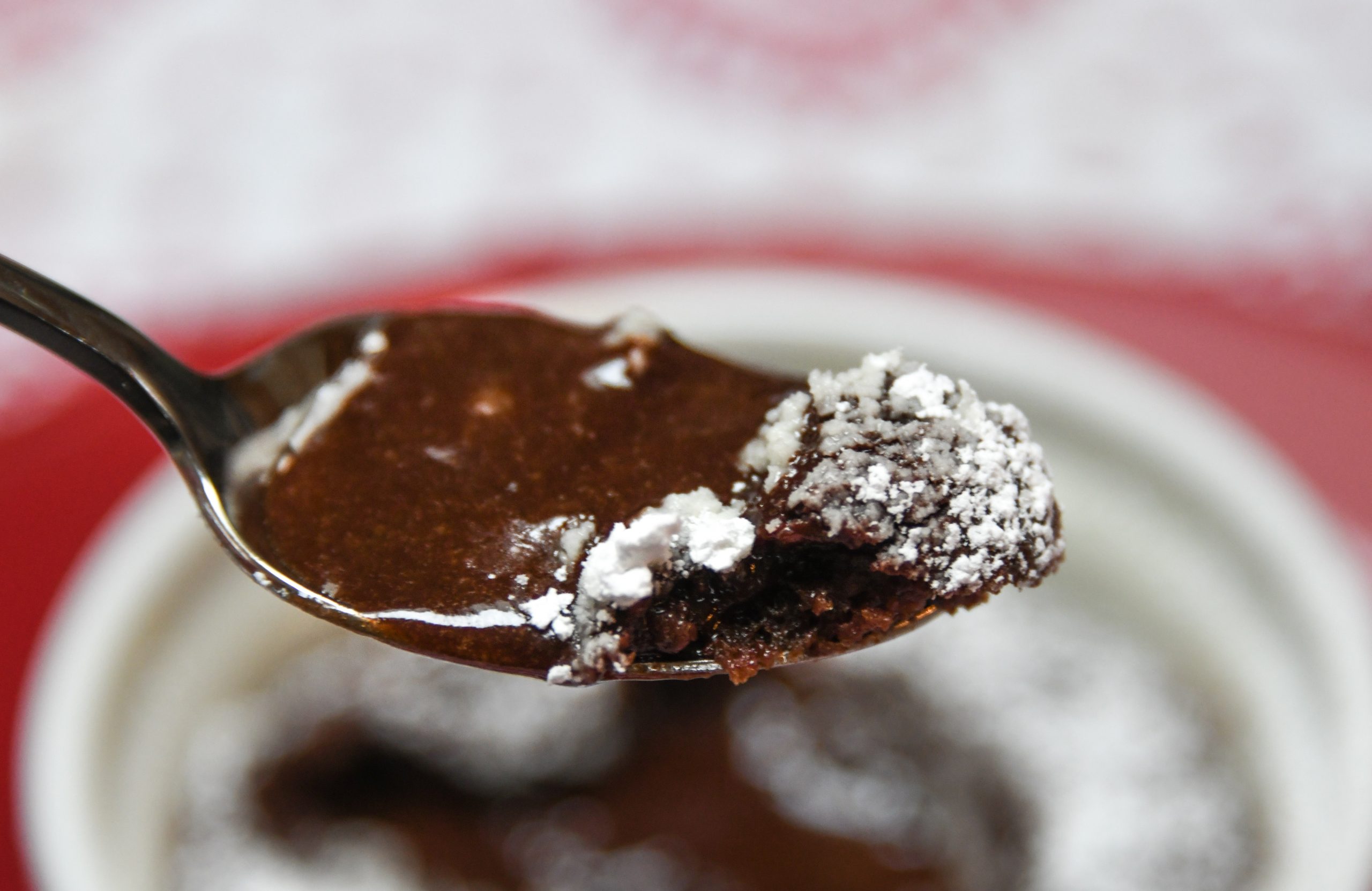 spoonful of baked chocolate pudding