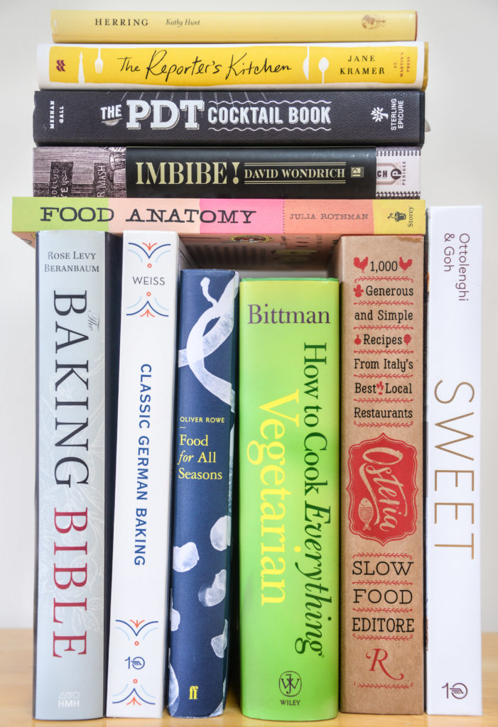 stack of cookbooks 