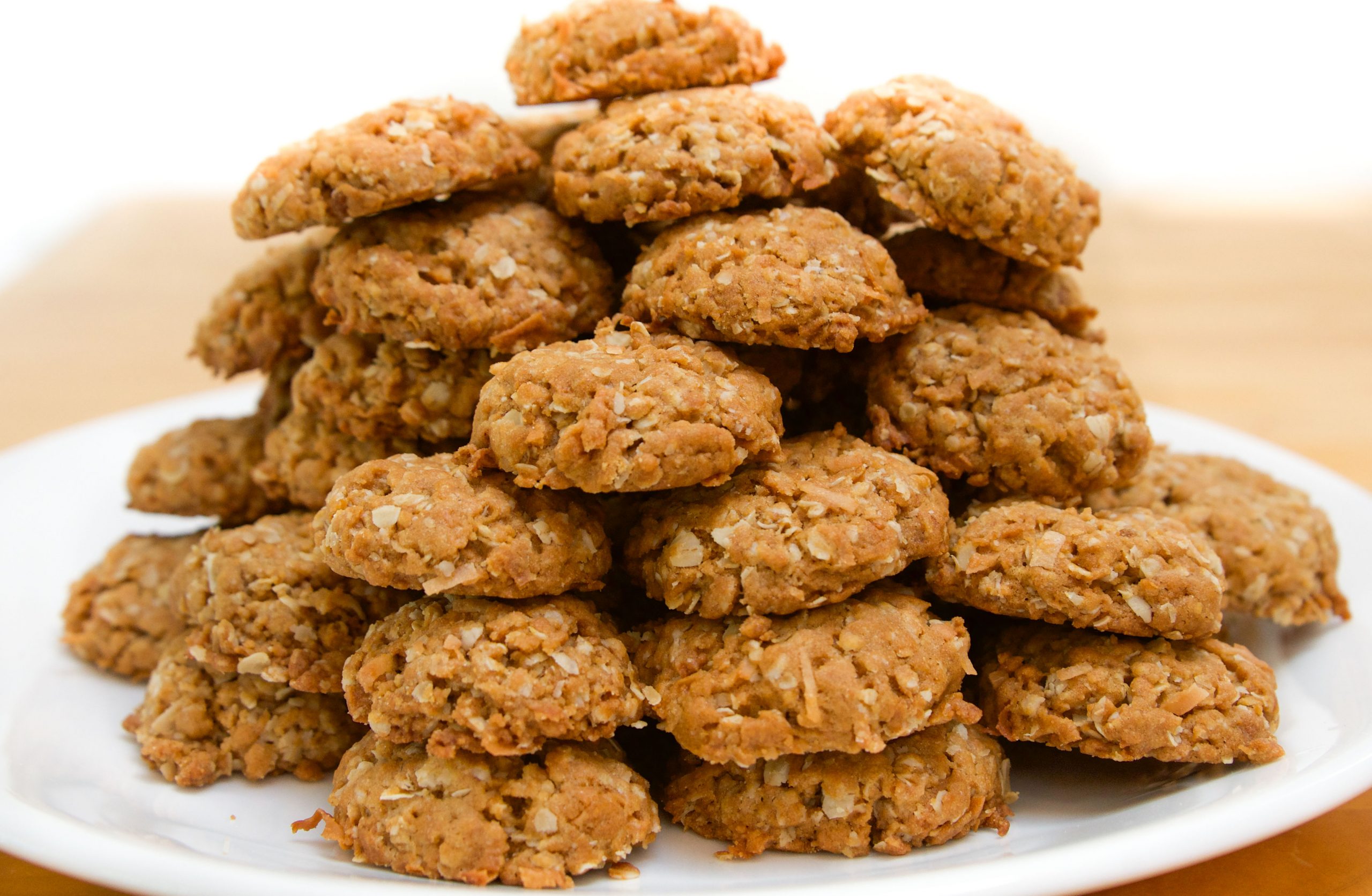 big stack of Anzac cookies