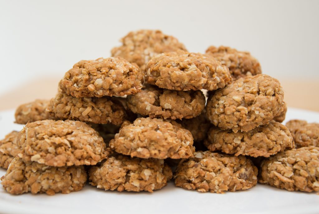 stack of anzac cookies