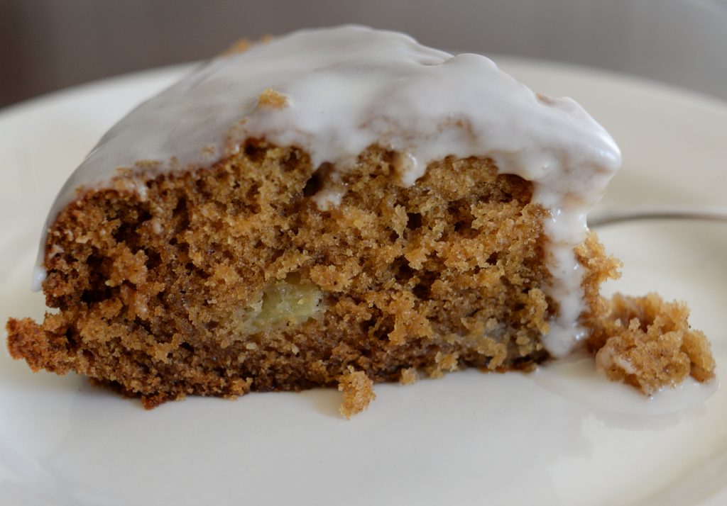 slice of apple-applesauce cake