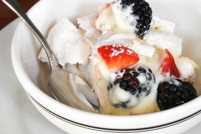 pavlova with berries and custard