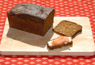 Danish bread with smoked salmon and cream cheese