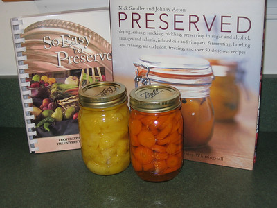 Canning cookbooks and canned goods
