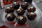 Chocolate holly cupcakes