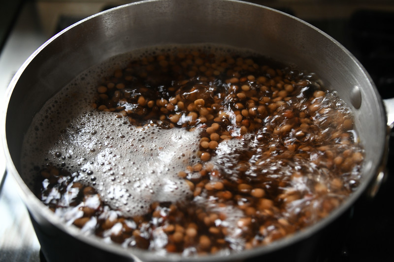 boiling red lentils
