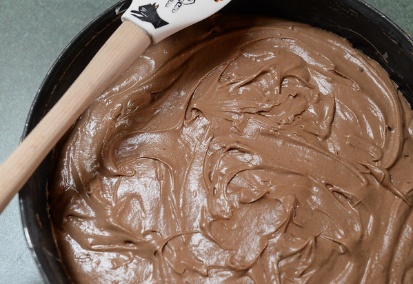 batter in a cake pan