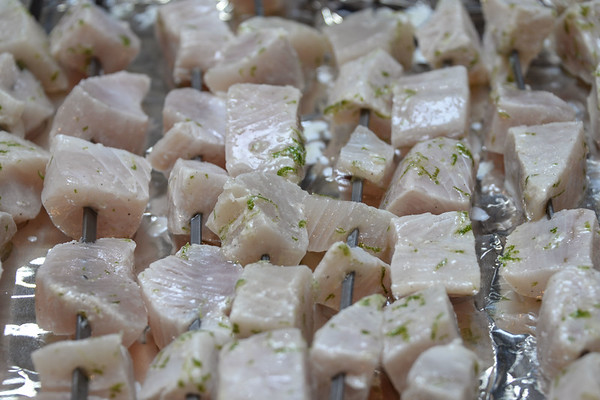 grilling swordfish kebabs