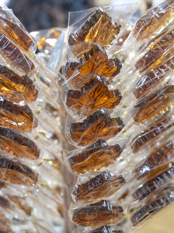 maple leaf-shaped lollipops