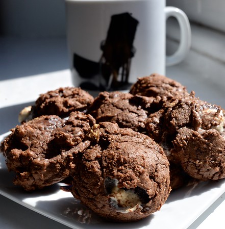 double chocolate s'mores cookies