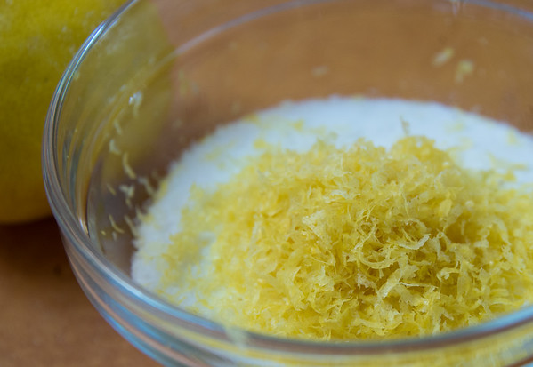 grated lemon zest and sugar