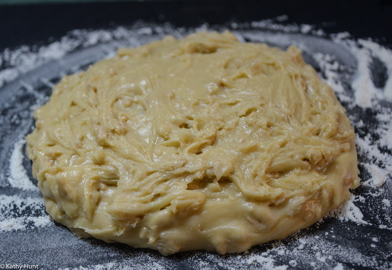 big ball of almond-flecked rusk dough